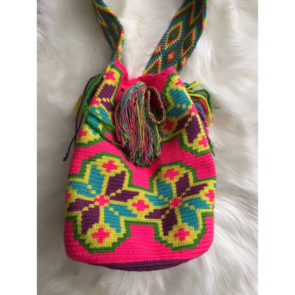 Bright colors crotchet Mochila bag. - Picture 2 of 6